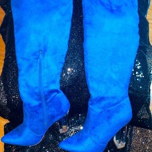 Pre loved but well taken care of  Electric Blue thigh high boots size 9